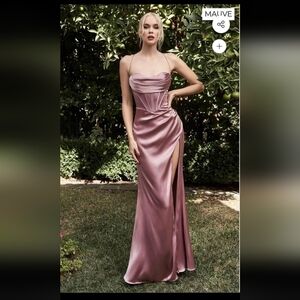 Elegant Pink Satin Evening Gown
